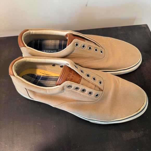 Sperry Top-Sider Mens Boat Shoes Canvas Casual Slip-On Tan Sneakers Size 11.5 - Picture 1 of 9
